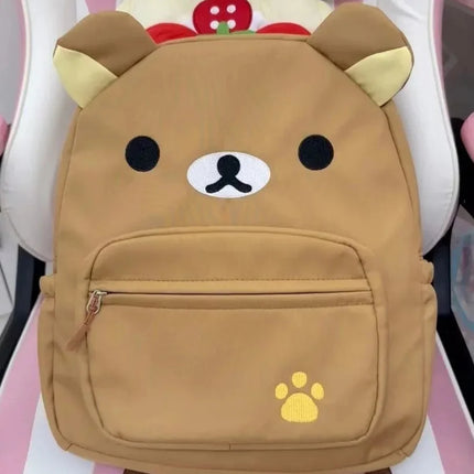 Kawaii Rilakkumas Large Capacity Backpack Japanese Cartoon Anime Student Leisure School Bag Travel Bag Waterproof Nylon Backbag