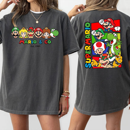2026 New Super Mario graphic unisex cotton shirt, There are children size, Mario movie summer Men's fashion Harajuku Tshirt
