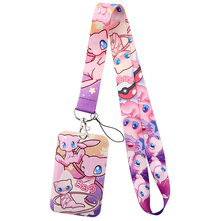 Anime Characters Card Holder Cute Gengar Lanyard Keychain ID Credit Bus Card Cover Hang Rope Lariat Lanyard Key Rings Fans Gifts
