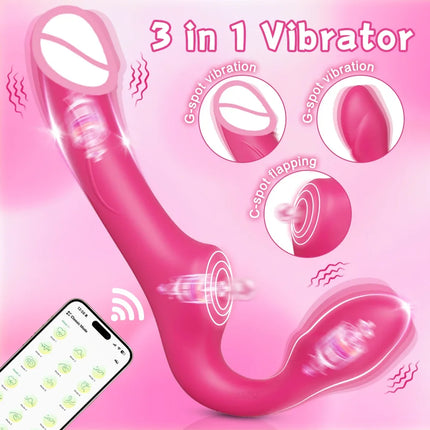 Strapless Strapon Dildo Vibrator 3 in 1 Sex Toys for Adult Double Penetration Anal Plug Anal Beads Vibrators for Women Lesbian
