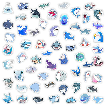 Cute Kawaii Cartoon Shark Stickers DIY Gift Toys Decal for Laptop Scrapbook Phone Luggage Bottles Waterproof Decorative