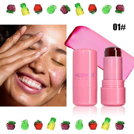 3-in-1 Jelly Powder Blusher Moisturized Long Lasting Matte 4 Color Facial Contour Rouge Brighten Lip Tin Makeup Stick