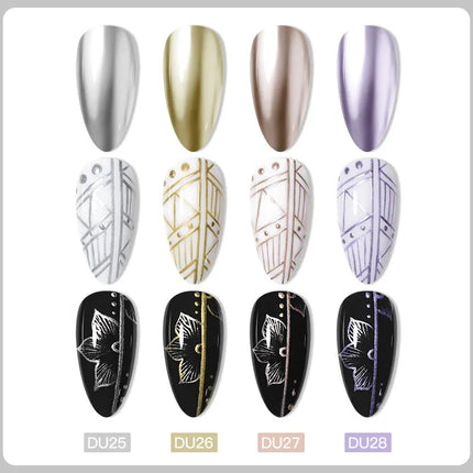 2/3pcs Mirror Metal Gel Nail Polish Set Gold Silver Metallic Painting Drawing Line Gel Semi Permanent Soak Off UV Gel Varnish