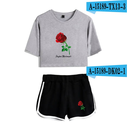 Youthful Payton Moormeier T-shirts shorts Pants Dew navel Sport Girls Short Sleeve Suits Sexy Girls Summer Two Pieces sets