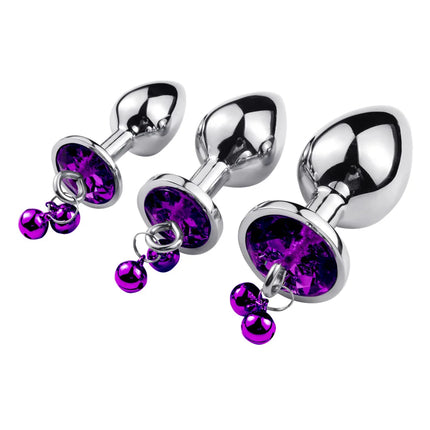 3 Size Metal Anal Plug Crystal and Bells Anus Dilator Sex Toys Bullet Stainless Steel Butt Plug Men Women Couples Adult Toys
