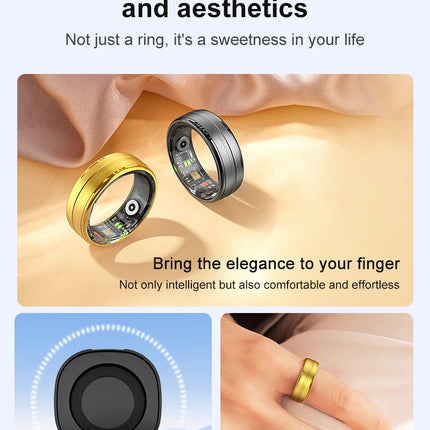 R06 Smart Ring With Charing Case,Heart Rate and Blood Oxygen Monitor, IP68 & 5ATM Waterproof, Multi-sport Mode For Men Women