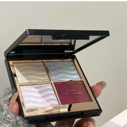 Herorange Color Block Dream Shadow Palette Four-Color Glitter Chameleon Effect Pearlescent Sparkling Easy to Apply Long-Lasting Non-Fading Mashed Potato Texture Four-Color Eyeshadow Palette Cosmetics Christmas Gift