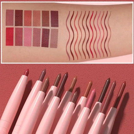 12color Velvet Matte Lip Liner for Easy Coloring Lip Makeup Nude Red Brown Tint Lipliner Soft Smooth Lasting Lipliner Crayon Set