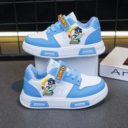 Anime Sonic Tennis Shoes Kawaii Sonic Sport Shoes Cartoon Sonic White Basket Shoes 4-12 Y Sonic Casual Sneakers Size 21-37