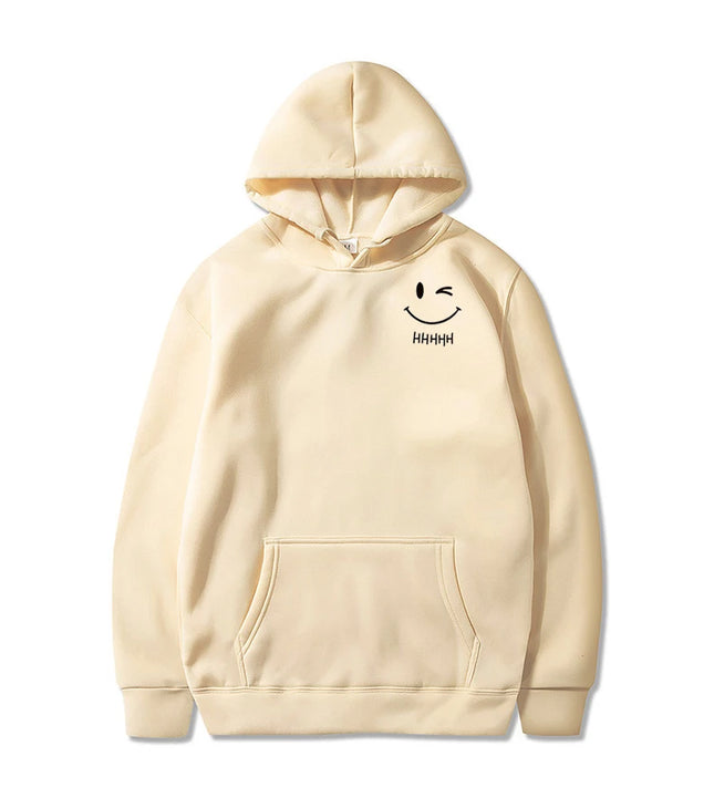New Smiley Face Fun and Fashionable Couple Hooded Sweatshirt, Loose and Casual Hooded Sweatshirt, Running Sports Coat