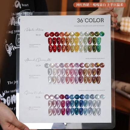 36-color/set Star River Cat Eye Gel Nail Polish 15ml Magnetic Gel Glass Beads Semi Permanent Soak Off UV Nail Gel For Nail Salon