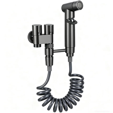 Handheld toilet nozzle pressurization spray suit double outlet angle valve wall mounted double outlet toilet accessories