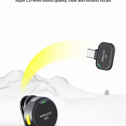 Wireless Lavalier Microphone Outdoor Live Recording Interview Vlog Magnetic Noise Reduction Portable For iPhone Android