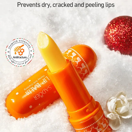 SADOER Christmas Honey Lip Balm Cherry Avocado Brightening Lips Balm Moisturizing Anti Cracking Hydrating Repair Lipstick