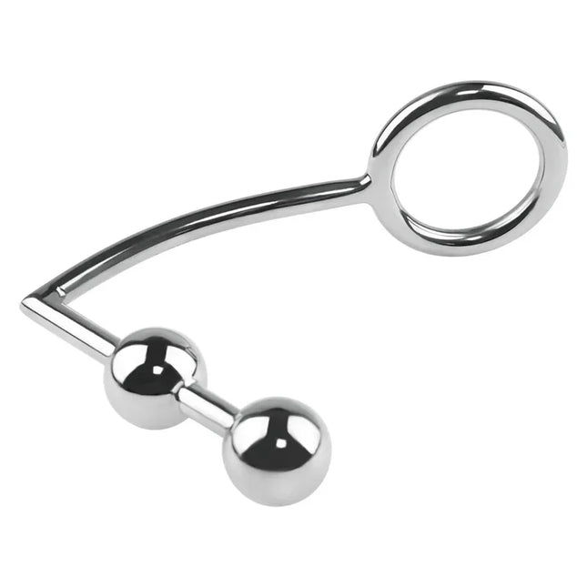 Metal Anal Hook Male Chastity Cock Ring with Anal Plug Balls Butt Plug Adult Sex Toys for Men Strap on Prostate Massager Tool