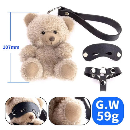 BDSM Erotic Sex Toys Plush Bear Valentines Gifts Toy Couple Pendant PU Leather Restraints Bondage Set