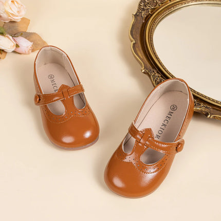 Toddler Little Kid Girls Mary Jane Flats Comfortable Perforated Leather Strap Casual Dress Shoes Versatile Party School Shoes