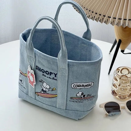 Snoopy Canvas Bag Cute Embroidered Shoulder Bag Fashion Minimalist Tote Bag Outward Handbag Exquisite Commuter Bag Christmas Gif