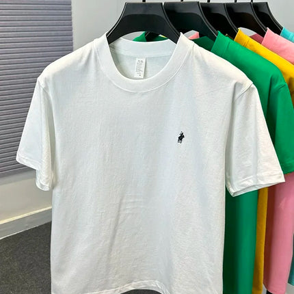 100% pure cotton short sleeve round neck men's T-shirt hot selling luxury brand summer exquisite pony embroidery breathable top