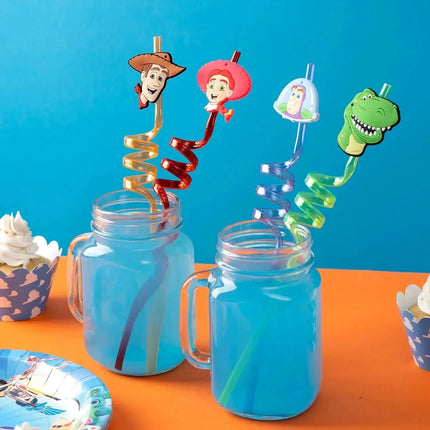 8pcs/set Cartoon Toy Story Straws Reusable Drinking Straws For Buzz Lightyear Birthday Party Decoration Supplies Children Gifts