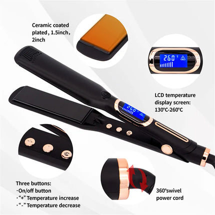Hair Straightener 480F High Temperature Professional Wide Plates Irons MCH Hard Anodized Plate Treatment Hair Flat Iron