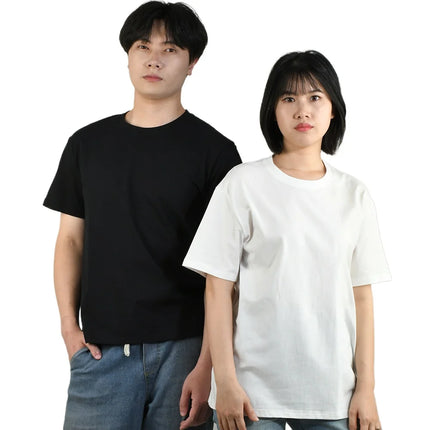 Men Women T-shirt High Qualtity Cotton Short Sleeved T Shirts O Neck Solid Color Tee Black White Breathable Clothing Couple Tops