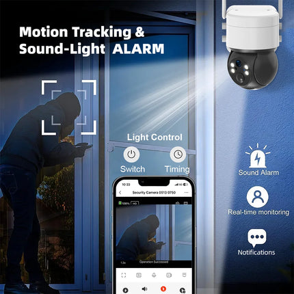 Tuya SmartLife WiFi/4G Sim Card 3MP WiFi Battery Solar Motion Tracking Human Detect Color Night Vision Outdoor PTZ CCTV Camera