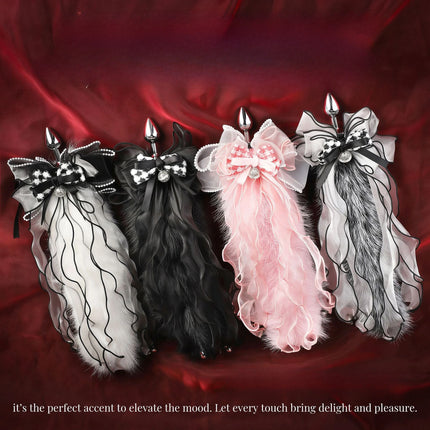7 Colors Sexy Fox Tail Anal Plug With Lace For Women Men Butt Dilator Couples Tools Sex Toys Adult Game Erotic Bondage Product ﻿