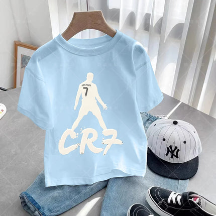 New Summer CR7 Print Cotton Boys Girls T-shirt Cristiano Ronaldo Clothing Fashion Outdoor Casual Fashion Sports Tees Top T-shirt