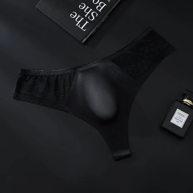 tanga hombre Seamless man thong lace mens lingеrie 3D convex bag Plus size men's underwear sexy for guys tangas hombres thongs