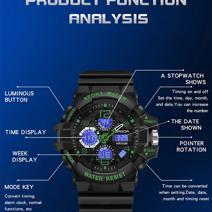 SANDA LED Digital Men Watch G Style Military Sports Electronic Double Display Date waterproof Quartz Watch Relogio Masculino