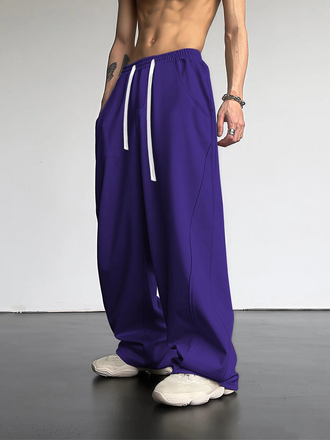 Men's Straight Sweatpants Wide Leg Track Pants Sports Baggy Pants Breathable Outdoor Jogging Pants Fashion Streetwear Trousers