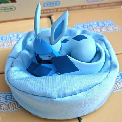 Original Pokemon Eevee Sleeping Position Series Blind Box Sylveon Umbreon Flareon Jolteon Anime Backpack Decoration Model Toy