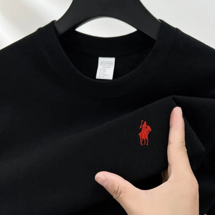 100% pure cotton short sleeve round neck men's T-shirt hot selling luxury brand summer exquisite pony embroidery breathable top