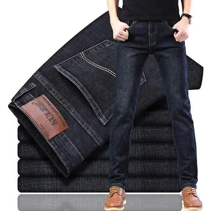 SULEE Brand 2025 New Four Seasons Men's Slim Elastic Pants Fashion Business Denim  for  Stretch Men Jeans Vaqueros Hombre
