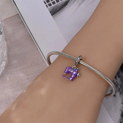 Purple Series 925 Sterling Silver Lily of the Valley Rose Mermaid Witch Hat Charm Fit DIY Bracelet Necklace Charming Gifts