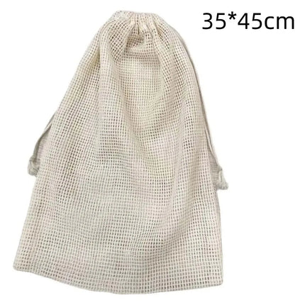 Reusable Cotton Mesh Bag Large Eco-friendly Drawstring Bag Light Weight Fruit and Vegetable Storage Bundle Pocket Kitchen