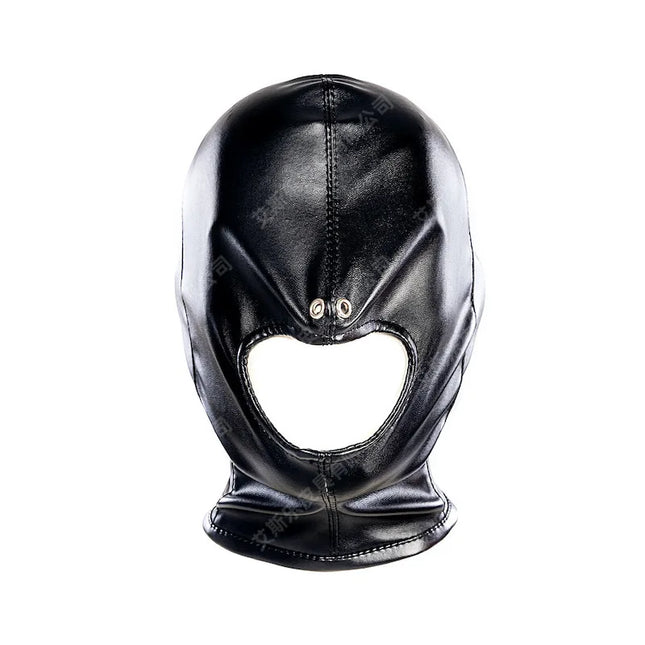 Open Mouth Fetish Harness Head Hood BDSM Slave Game Bondage Restraint Leather Mask Erotic Sex Toy Role Play for Couple Gay Adult