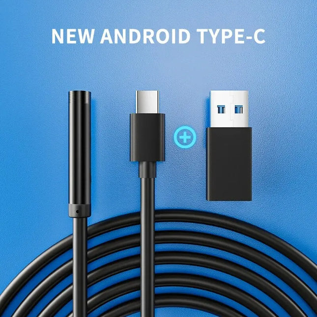 7.0MM TYPE-C Endoscope Camera IP67 Waterproof 6 Adjustable LEDs USB Android Flexible Inspection Borescope Cameras for Phone PC