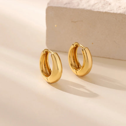 Classic Hoop Earrings for Women Girls Gold Color Chunky Stainless Steel Earrings 2026 Trend New in Minimalist Ear Jewelry aretes