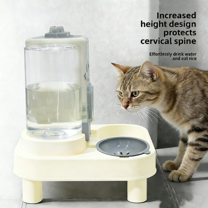1-Pack Automatic Gravity-Fed Cat Water Dispenser & Feeder - Spill-Proof Large Capacity One-Piece Design,