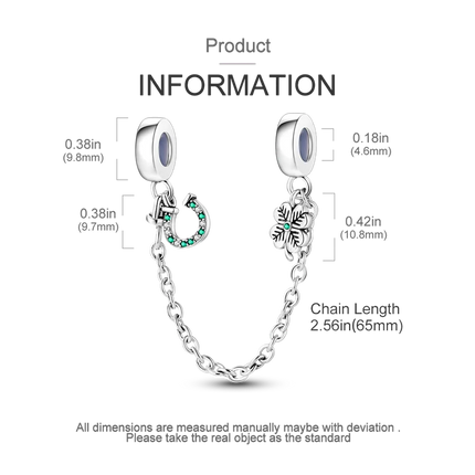 Sparkling Clear Silver Safety Chain 925 Sterling Silver Safety Chain Charm Beads Fit Original Bangle Bracelet DIY Jewelry
