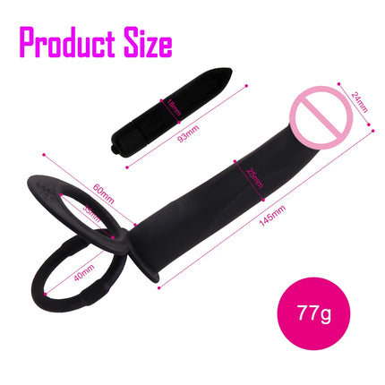 Double Penetration Strapon Dildo Vibrator Silicone Strap On Penis Anal Plug Cock Ring Adult Sex Toys for Men Women