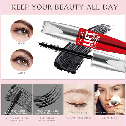 4D Black Mascara Thickening Lengthening Curling Eyelash Extension  Waterproof Long-Lasting Liquid Fiber Mascara Thick Fast Dry