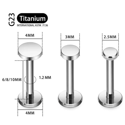 ASTM F136 Titanium Circle Dot Flat Disc Stud Earring 16G Round Disc Cartilage Helix Tragus Earlobe Nose Stud Jewelry
