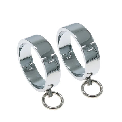 1 Pair Stainless Steel Handcuffs Metal Anklet Foot Cuffs Erotic SM Bondage Adult Game Couple Slave Restraint Sex Toys Men Women