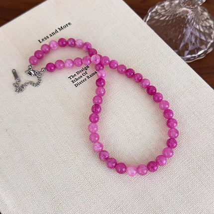Trendy Simple Colorful Natural Stone Bead Choker Necklace 2026 Fashionable Aesthetic Accessory Accessories For Women