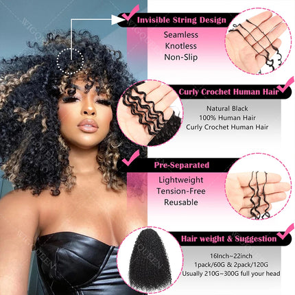 #27 Honey Blonde Small Spirals Curly Feather Human Crochet Hair Extensions Miracle Knots Pre-Separated Pixie Curls Crochet Hair
