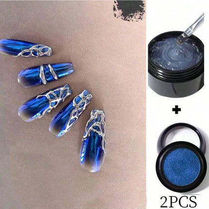 5ml 3D Clear Nail Gel and  Nail Art Mirror Powder Create metallic three-dimensional nail art 3D Painting Gel
