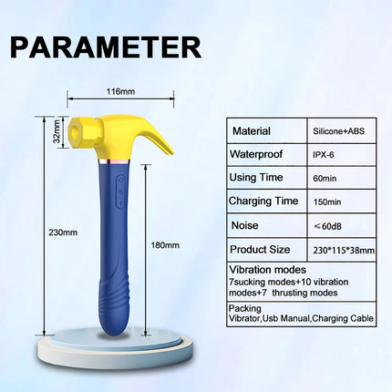 Hammer Vibrator Multifunctional Sex Machine G Spot Stimulation Telescopic Dildo Vaginal Massage Clit Sucking Female Masturbator